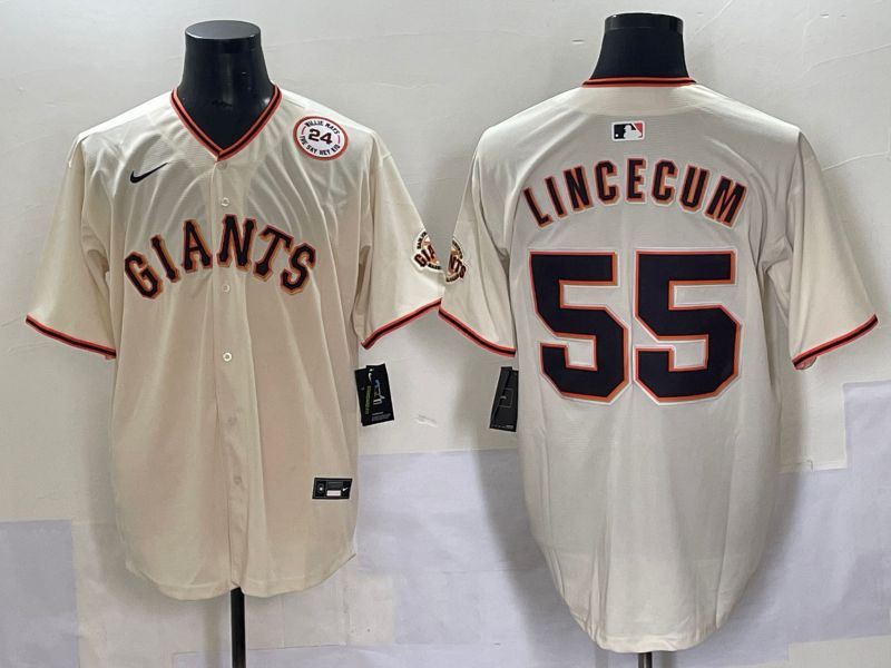Men 2025 San Francisco Giants 55 Lincecum Cream Game Nike MLB Jersey style 6
